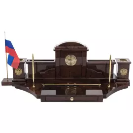 Настольный набор из обсидиана "Руководитель. Гербовый"